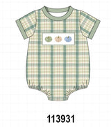 Green Pumpkin Embroidery Plaid Bubble