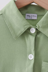 Sage Pumpkin Embroidered Button Down Shirt