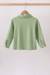 Sage Pumpkin Embroidered Button Down Shirt