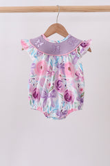Purple Bow Embroidered Floral Bubble