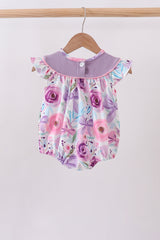 Purple Bow Embroidered Floral Bubble