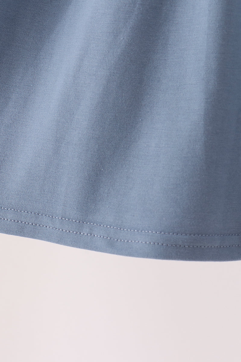 Blue turkey pumpkin embroidery dress