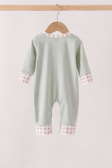 Sage hunting embroidery romper