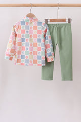 Pastel Daisy Checkerboard Jogger Set