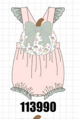 Pink pumpkin bow applique ruffle bubble