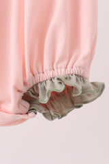 Pink pumpkin bow applique ruffle bubble