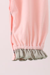 Pink pumpkin bow applique ruffle romper