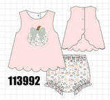Pink pumpkin bow applique bloomer set