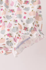 Pink pumpkin bow applique bloomer set
