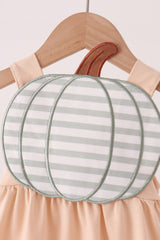 Khaki pumpkin applique bubble