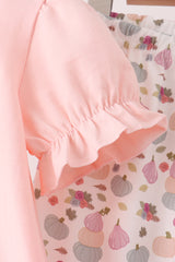 Pink pumpkin bow applique ruffle pants set