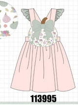 Pink pumpkin bow applique ruffle dress