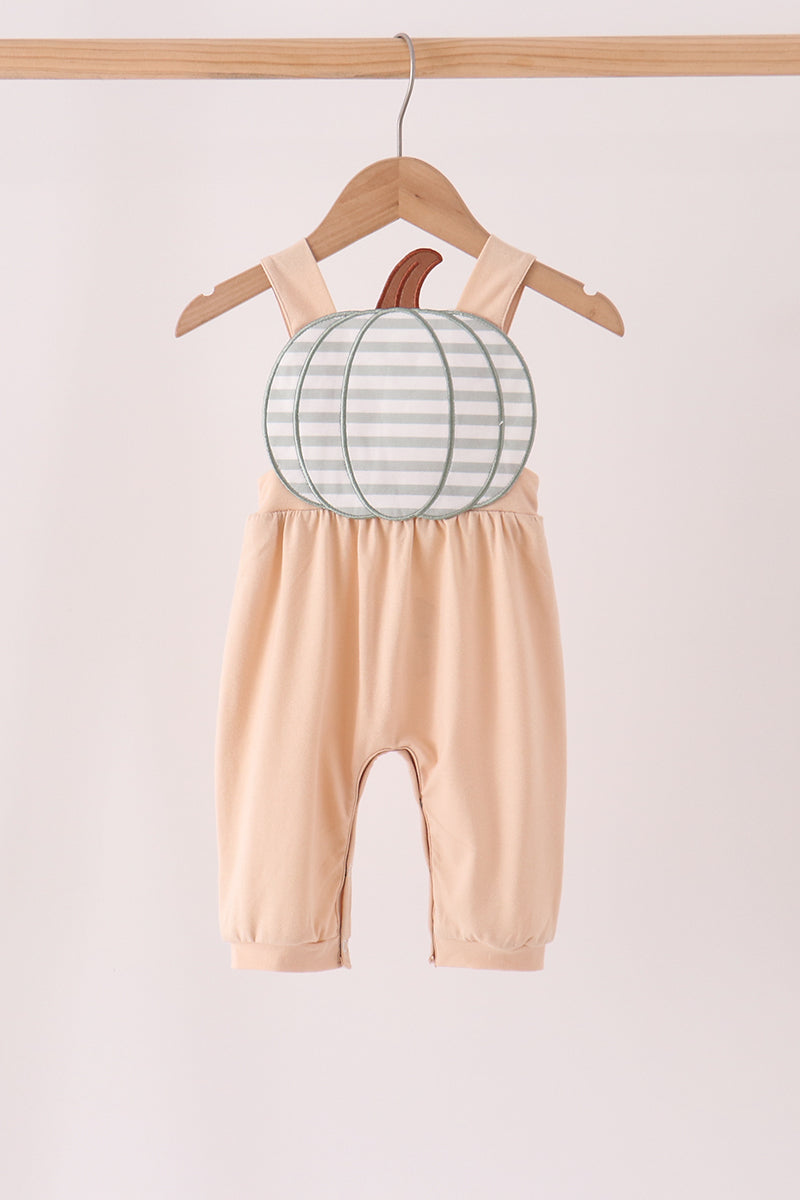 Khaki pumpkin applique romper