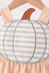 Khaki pumpkin applique romper