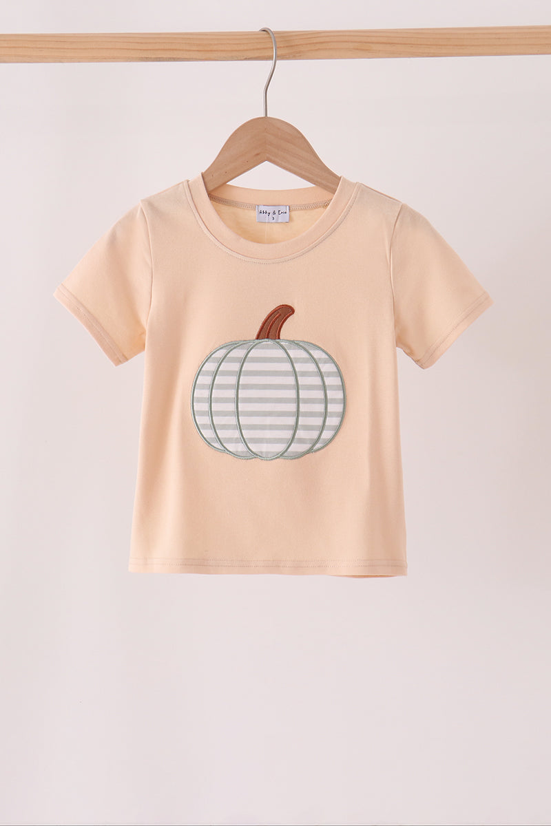 Khaki pumpkin applique top