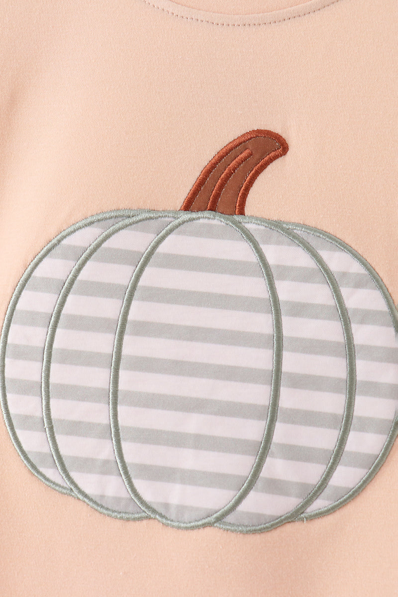 Khaki pumpkin applique top