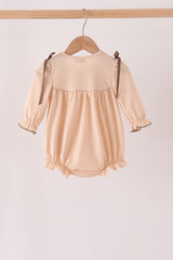 Khaki floral smocked bubble