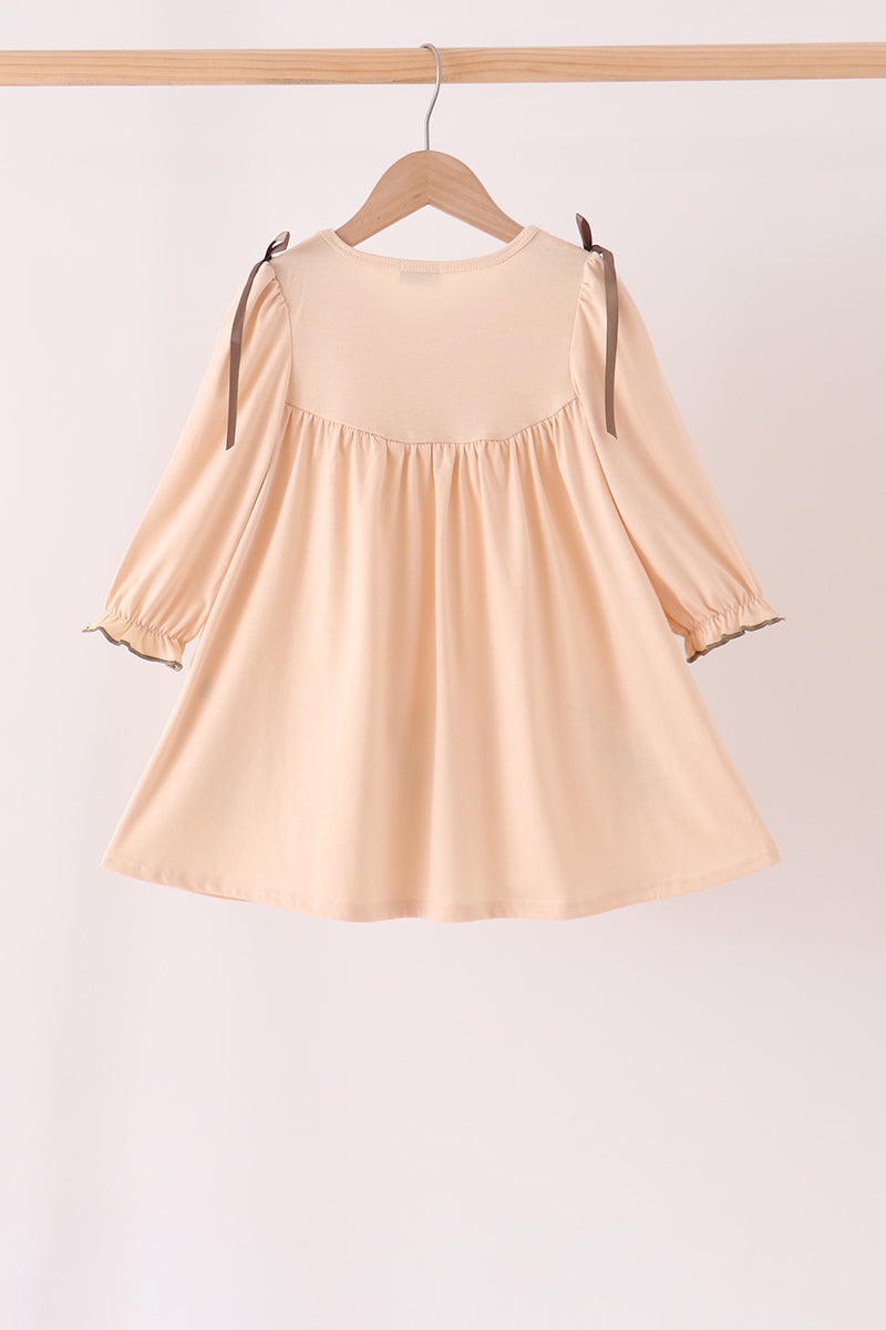 Khaki floral smocked dress