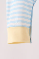 Blue airplane embroidery stripe romper