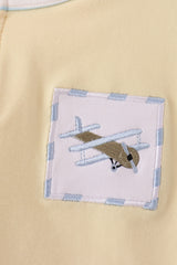 Blue airplane embroidery stripe vest set