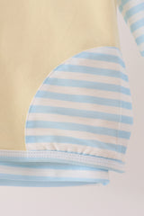 Blue airplane embroidery stripe vest set