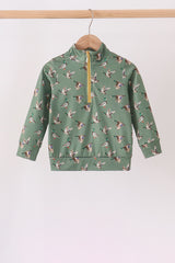 Green mallard zip pullover