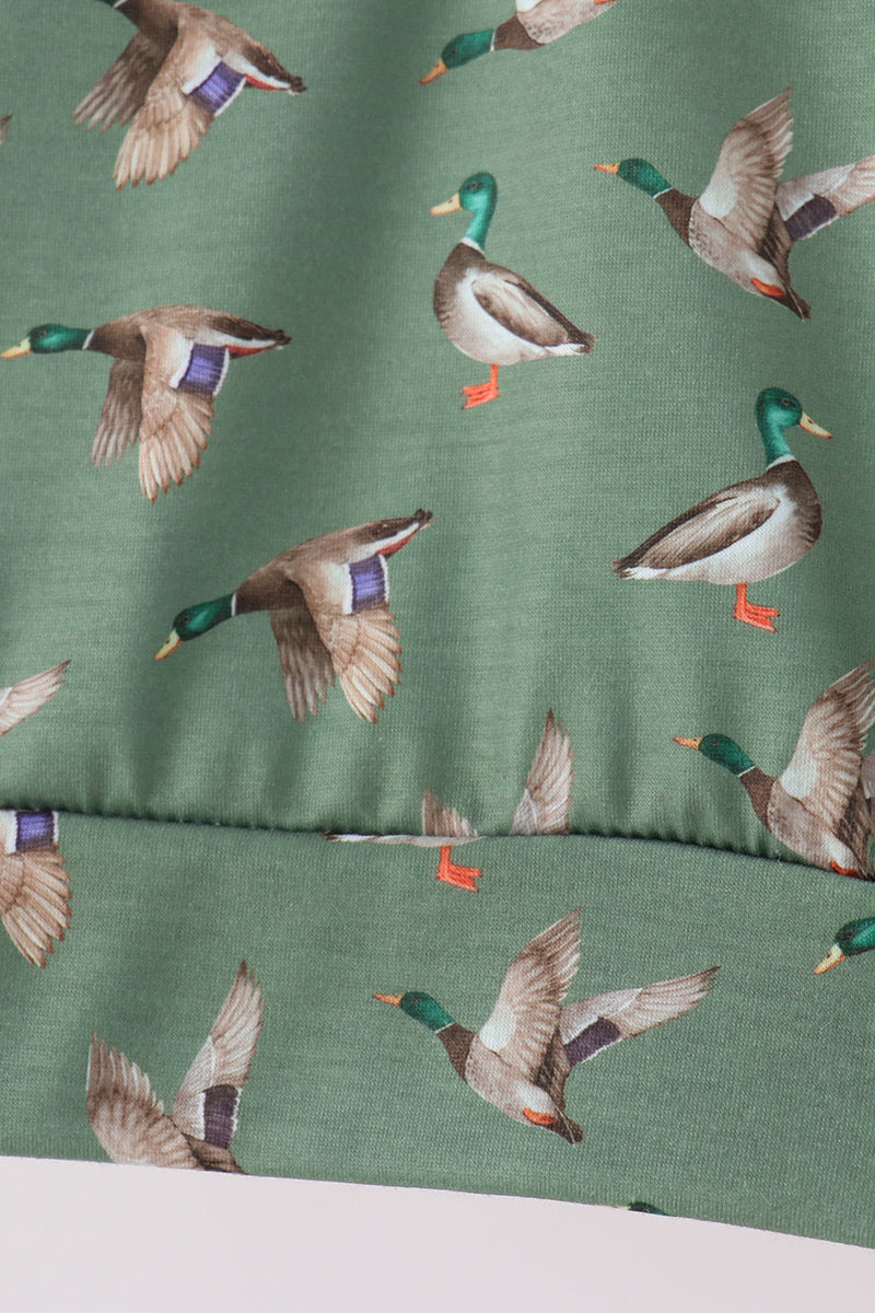 Green mallard zip pullover