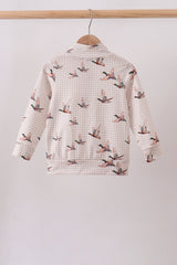 Khaki Duck Print Gingham Pullover