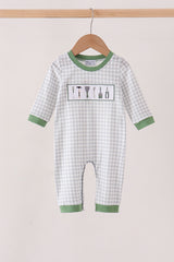 Green tools embroidery romper