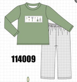 Green tools embroidery pants set