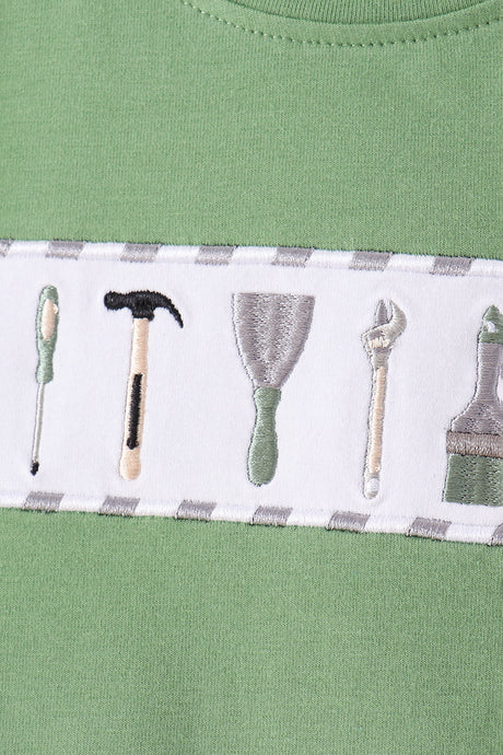 Green tools embroidery pants set