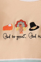 God is great god is good embroidery ruffle bloomer set