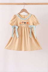 God is great god is good embroidery ruffle dress