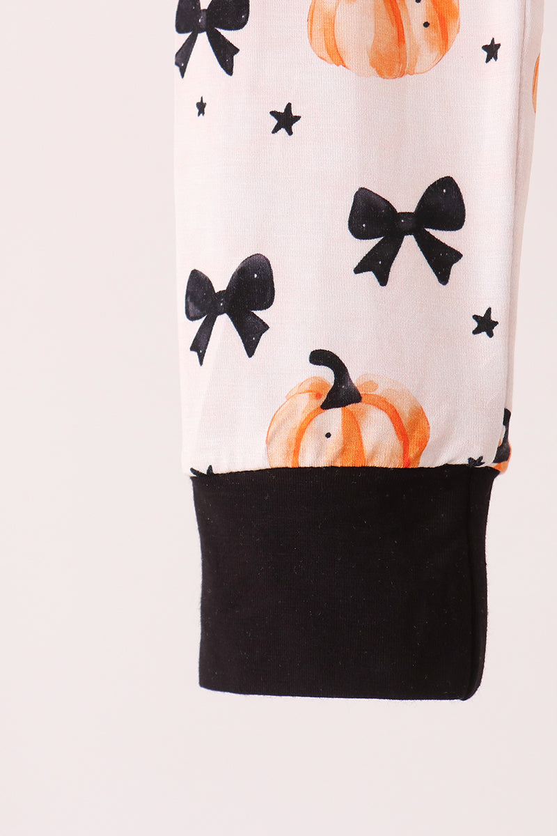 Bow pumpkin bamboo pajama set