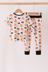 Bow pumpkin bamboo pajama set