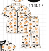 Bow pumpkin bamboo ruffle pajama set