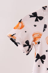 Bow pumpkin bamboo romper