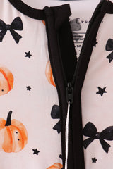 Bow pumpkin bamboo romper