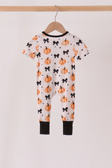 Bow pumpkin bamboo romper