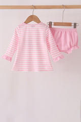 Pink football sequin stripe bloomer set