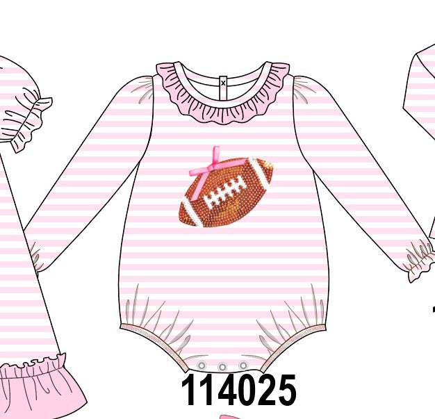 Pink football sequin stripe bubble