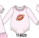 Pink football sequin stripe bubble