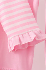 Pink football sequin stripe ruffle pants set