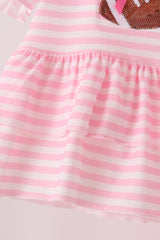 Pink football sequin stripe ruffle pants set