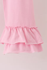 Pink football sequin stripe ruffle pants set