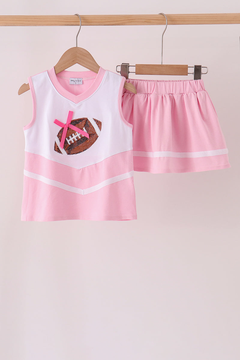 Pink football sequin skorts set