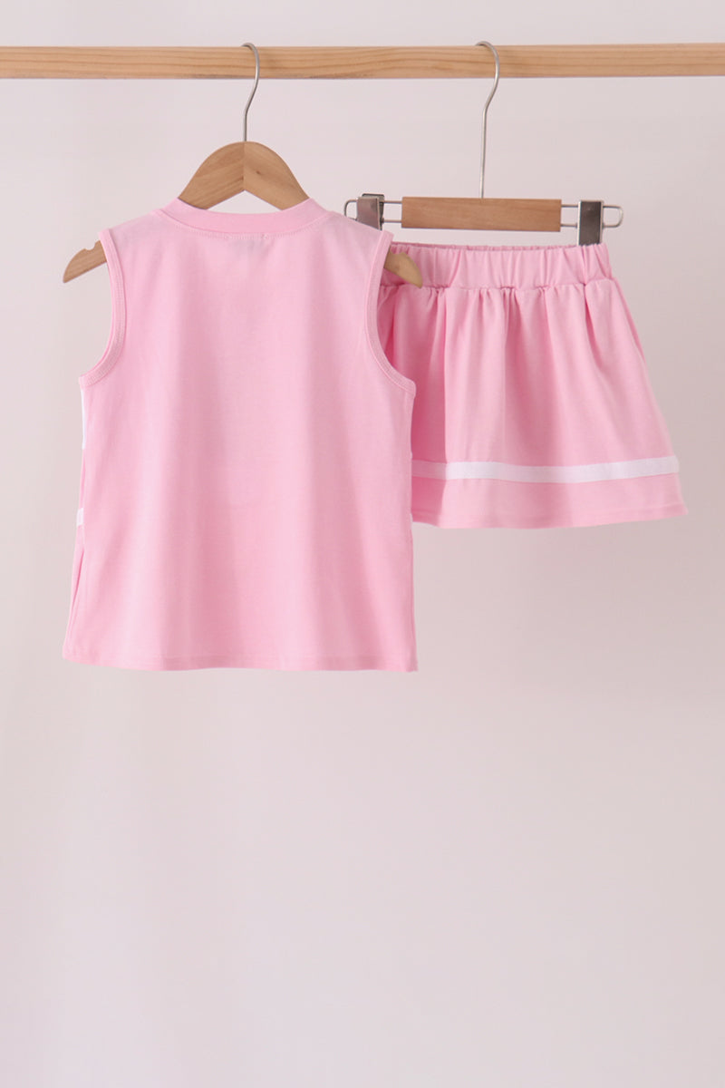 Pink football sequin skorts set
