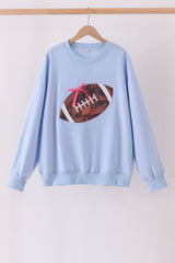 Blue football sequin mom&me top