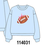 Blue football sequin mom&me top