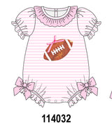 Pink football sequin stripe ruffle bubble